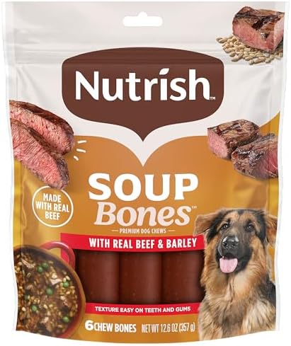 Nutrish Soup Bones Premium Dog Chews with Real Beef and Barley, 6 Chews (Rachael Ray)