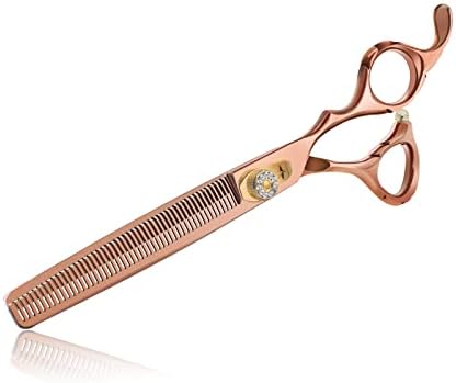 PURPLEBIRD 7 Inch Thinning Dog Grooming Scissors,50 Teeth Blending Shears, Professional Safety Blunt Tip Trimming Shearing for Dogs Cats Japanese Stainless Steel Bronze