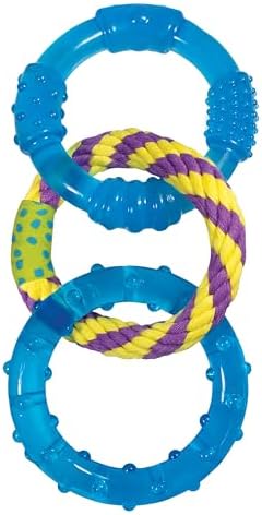 Petstages Dental Links Dog Chew Toy – Puppies & Adults, Strong Chewers, Multiple Textures & Rope, 8.5" x 4" x 1"