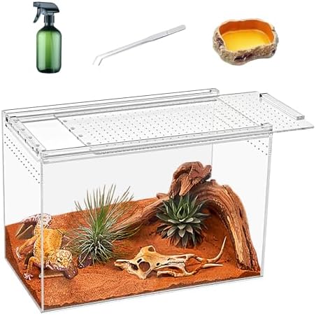 Reptile Terrarium kit,11"*6"*8" Reptile Breeding Box, Magnetic Acrylic Enclosure，for Tarantula，Hermit Crab，Jumping Spider，Iguana，Leopard Gecko，Bearded Dragon, Insect, Mantis, Scorpions.