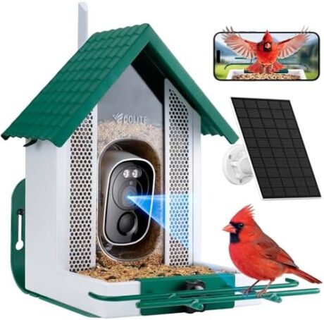 Smart Bird Feeder with Camera 2.5K HD, BOLITE Bird House for Outdoors, AI Auto-Capture & Motion Detection, Weatherproof Camera, Solar Powered, Great for Men Women Mom Dad & Bird Lovers, Green
