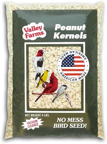 Valley Farms Whole Peanut Kernels (4 LB) Wild Bird Food for Outside Feeders, Peanuts for Birds, Chickadee Bird Seed for Outside Feeders, No Mess Bird Seed