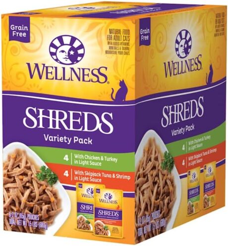 Wellness Complete Health Healthy Indulgence Grain Free Shreds Variety Pack Wet Cat Food 3 oz. Count of 8