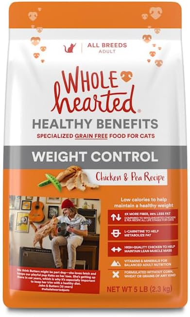 WholeHearted Grain-Free Weight Control Chicken and Pea Recipe Dry Cat Food 5 lbs.