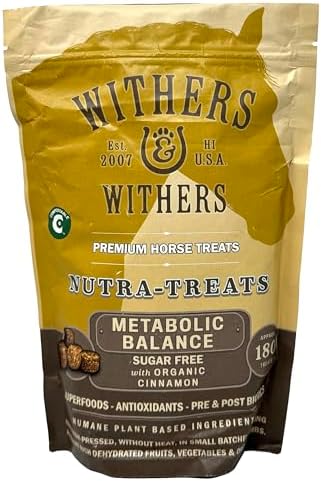 Withers & Withers Sugar-Free Horse Treats – Cinnamon with Oat Bran Horse Cookies, Goat Treats, Healthy Treats for Horses 16 Oz, 100% Compostable Bag – Humane Plant-Based Ingredients