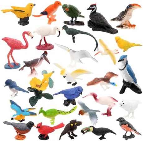 ZENFUN 29 Pieces Realistic Bird Animals Figurines, Mini Bird Model, Birds Cake Cupcake Topper, Parrot Figurine, Miniature Birds Animal Figure for Birthday Party Supply