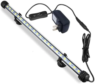15 inches LED Aquarium Light, 8W Fish Tank Light Underwater Light Submersible Crystal Glass Lights, 9.2ft/2.8m Long Wire Length, White