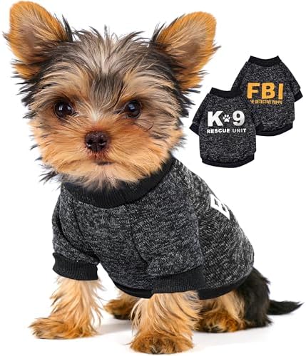 2 Pieces Dog Sweaters for Small Boy Fleece Puppy Sweater for Teacup Chihuahua Yorkie Clothes Soft Warm XS Dog Clothes Doggie Pet Outfit Apparel Black Puppy Sweatshirt