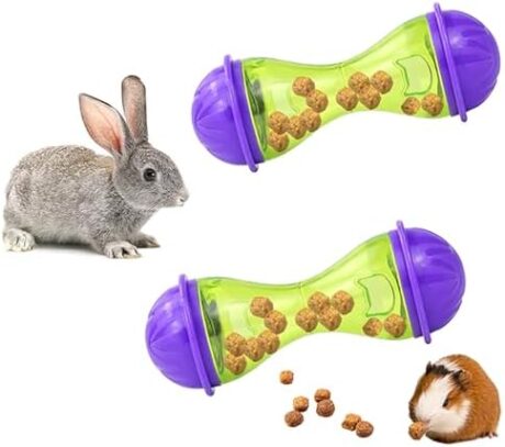 2Pcs Rabbit Treat Ball Interactive Bunny Toys Food Dispensing Guinea Pig Toys Slow Feeder for Rabbits, Guinea Pigs, Reptile