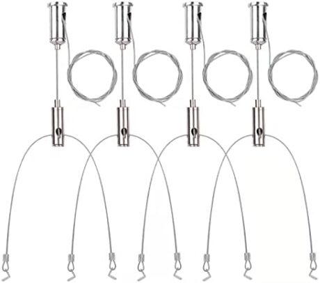 4 Set / 8pcs Lighting Light Suspension Cables Kit Steel Hanging Chains, Per Strip Load 11 Ib & 3.4 ft Adjustable for Commercial Aquarium LED Panel Light LED Shop Lights Aquarium Lights