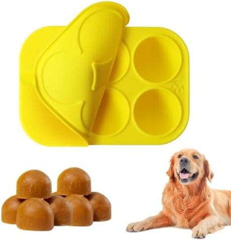6 Cavities Dog Treat Molds with Lid Compatible with Woof Pupsicle and Power Chewer Pupsicle, Silicone Molds for Dog Frozen Treats, Reusable Tray for Making Refill Treats for The Pupsicle Toy