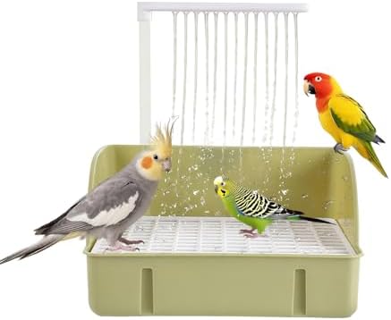 Bird Bath, Automatic Parrot Shower Bath with Pump, Birds Shower Bathtub with Running Water, Birdcage, Medium Birds Parakeet Budgies Cockatiels Conures Finches, Lovebird