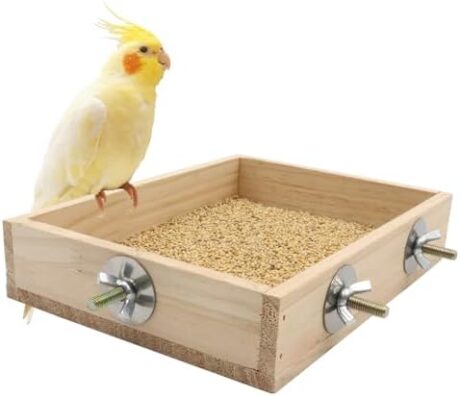 Bird Cage Accessories, Wooden Food Dish for Small to Medium Birds, Bird Feeder for Cage, Food Bowl for Budgie, Cockatiel, Lovebird, Conure, Parakeet, Canary, Kakariki