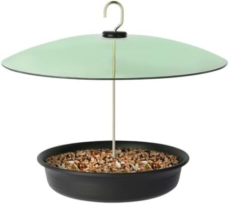 Bird Feeder with Adjustable Dome to Inhibit Bully Birds for Outdoor Hanging Platform Seed Tray and Weather Guard for Wildbird