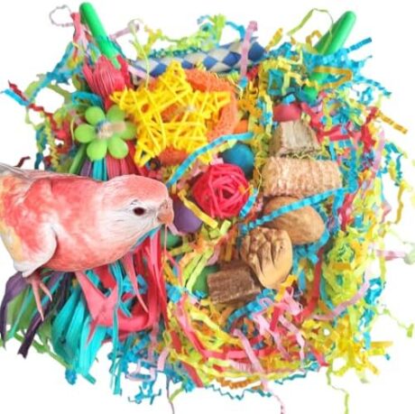 Bird Toys for Parakeets, Conure Toys, Bird Grass Mat,Bird Swings Parrot Climbing Hammock with Colorful Toys for Parakeet, Cockatiel, Sun Conure, Lovebird, Budgie, Small Birds