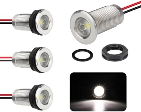 Boat Interior Lights, Waterproof Marine Led Boat Lighting, Night Fishing Lighting, Courtesy Transom Cabin Stern Cockpit Navigation LED Lights For Pontoon Bass Jon Jet Ski Kayak (White 4PCS)