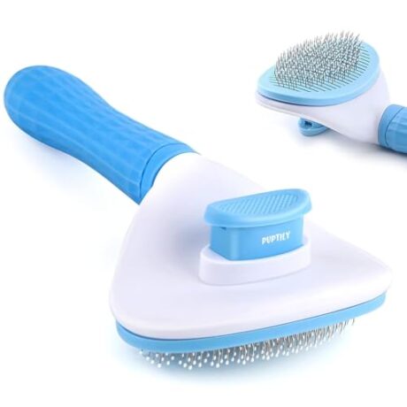 Cat Brush Self Cleaning Slicker with Release Button, Dog Shedding Brush for Grooming, Cat Comb Pet Massage Tool Suitable for Long or Short Pet Hair Cleaner, Removes Tangles & Loose Fur