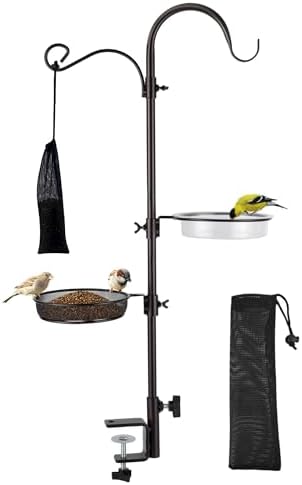 ERYTLLY Deck Hook Bird Feeder Pole Bird Feeder Porch Multi Hook Bird Feeding Station Kit Multi Feeder Hanging Kit Premium Bird Bath for Attracting Wild Birds Bird Feeder Planter Hanger