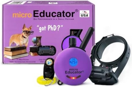 Educator ME-300 Micro E Collar for Dog Training with Remote - 1/3 Mile Range, Waterproof, 100 Blunt Stimulation Levels, Tone or Vibration Mode, Night Tracking Light for Small, Medium & Large Dogs