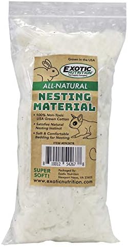 Exotic Nutrition All-Natural Nesting Material (1.5 oz.) - 100% Cotton Eco-Friendly Animal Bedding - for Sugar Gliders, Squirrels, Hamsters, Rabbits, Wild Birds & Wildlife