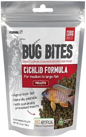 Fluval Bug Bites Cichlid Fish Food, Pellets for Medium to Large Sized Fish, 3.53 oz., A6581