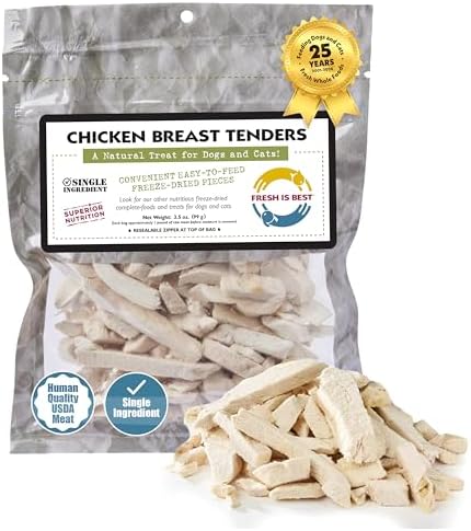 Fresh Is Best Freeze Dried Dog Treats - Raw Freeze Dried Chicken Breast for Dogs & Cats - Healthy Dog Training Treats in Resealable Zipper Bag - High-Protein Single Ingredient - Made in the USA