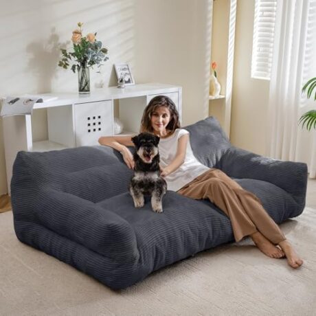 HIGOGOGO Giant Human Dog Sofa Bed, Big Comfy Floor Sofa Couch for Pet Families with Foam Chunk Supportive Mat, Corduroy Orthopedic Dog Bed, XXXL Size