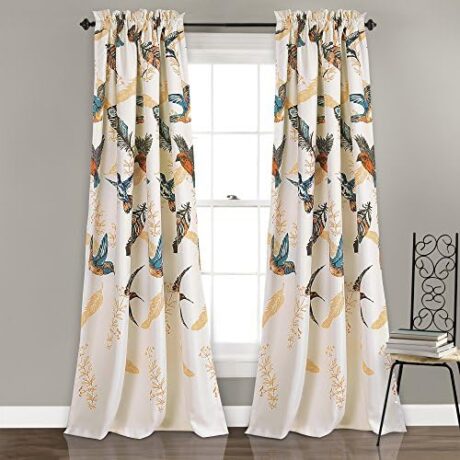 Lush Decor Bird Breeze Light Filtering Window Curtain Panel Set, 52" W x 84" L, Multicolor