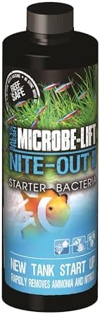 MICROBE-LIFT Nite-Out II Aquarium Bacteria for Start-up, Instantly Cycle Aquariums, Add Fish on Day 1, Rapid Ammonia and Nitrite Reducer for Freshwater & Saltwater Fish Tank, 4 Ounces (NITEH04)