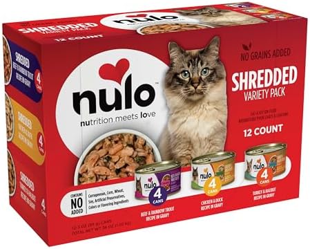 Nulo Variety Flavors Grain-Free Shredded Wet Canned Cat Food, 3 Ounce (Pack of 12)