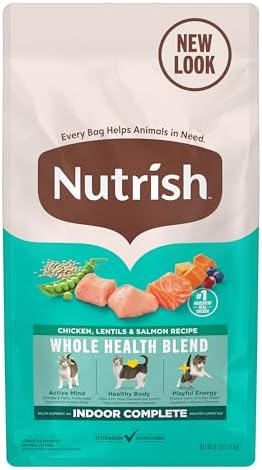 Nutrish Indoor Complete Chicken, Lentils & Salmon Recipe Dry Cat Food, 6 lb. Bag, Packaging May Vary (Rachael Ray)