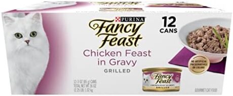 Purina Fancy Feast Grilled Wet Cat Food Chicken Feast in Wet Cat Food Gravy - (Pack of 12) 3 oz. Cans