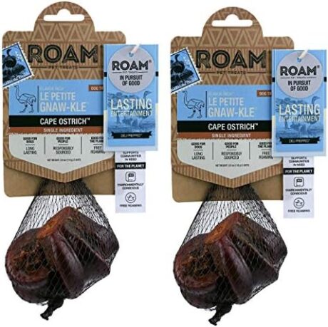 ROAM Pet Treats Ostrich Dog Chew, Dog Treats - Ostrich Knuckle Bones for Small Dogs (Pack of 2)