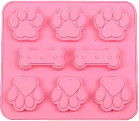 Silicone Mold Dog Bone Paw Homemade Treat, Puppy Dog Paw Shaped, Reusable Molds, Suitable for Microwave Oven, Refrigerator(Dog Paws Bones (Pink))