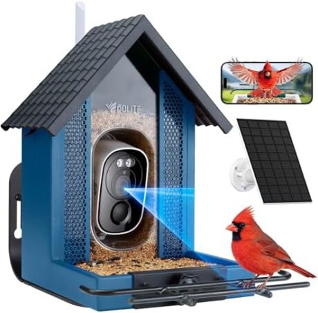 Smart Bird Feeder with Camera 2.5K HD, BOLITE Bird House for Outdoors, AI Auto-Capture & Motion Detection, Weatherproof Camera, Solar Powered, Ideal Gift for Men Women Mom Dad & Bird Lovers, Blue