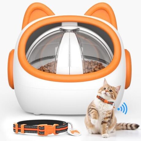 Smart RFID Cat Feeder with Collar Sensors – Automatic Timed Pet Feeder for Multi-Cat, 4 Feeding Modes, Voice Recorder, LCD Display, Wet/Dry Food Compatible
