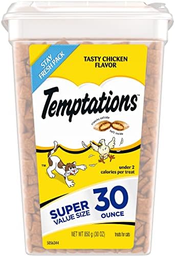 Temptations Cat Treats Classic Crunchy and Soft Cat Treats, Tasty Chicken Flavor, 30 oz. Tub