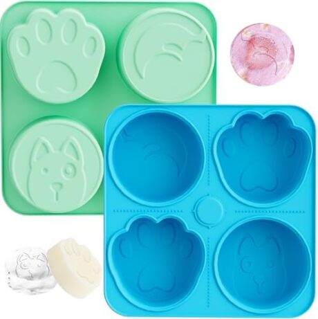 UPSKY 2PCS Dogs Treat Molds, Silicone Dog Treat Ice Cube Trays for Freezer, Reusable Ice Molds for Frozen Treats, Fits Most Dog Water Bowls, for Peanut Butter, Yogurt, Fruit, Broth & More