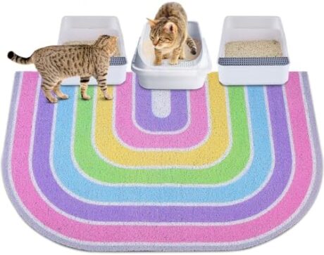 Unicorn Catcher Cat Litter Mat Quality Litter Box Mat Large Non-Slip Cat Litter Mat Litter Trapping Mat Soft Kitty Litter Mat Compatible Two Litter Boxes Cat Products Easy to Clean,Pink,XL