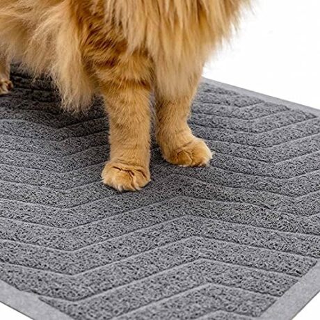 WePet Cat Litter Box Mat(No. 02-2), Kitty Premium PVC Pad, Durable Trapping Rug, Phthalate Free, Urine-Resistant, Scatter Control, L 35 x 23, Grey