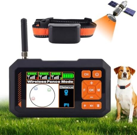pet Electric Fence,Dog Wireless Electric Fence System,GPS Smart Remote Training Collar Function 2000ft Adjustable Range Waterproof Rechargeable Batteries （Cats Cannot use it.）