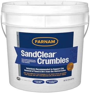 Farnam SandClear Crumbles, Psyllium Digestive Health Supplement for Horses supports the removal of sand and dirt from the ventral colon, 20 lb., 64 day supply