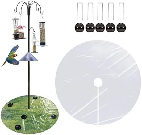 2 Pcs Bird Droppings Mat - 47.24 Inch Clear PE Bird Seed Catcher & Feeder Tray | Intercepts Droppings & Seed | Protects Lawn | Fits Poles, Shepherd Hooks