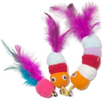 3PCS Cat Feather Toys with Bell, Cat Toys for Pet Cat,Rolling Balls Satisfies Indoor Kitten's Hunting, Chasing and Exercising Needs