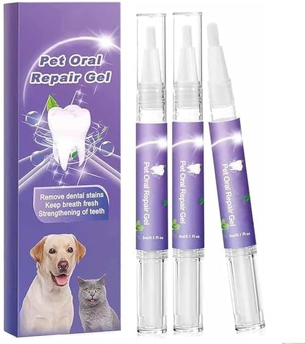 3Pcs Pet Oral Repair Gel, Pet Oral Restoration Whitening Gel, Pet Teeth Care Gel Cleaner Teeth & Fresher Breath, Without Brushing