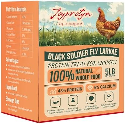 5LB Non-GMO Dried Black Soldier Fly Larvae for Chickens – 85X More Calcium Grubs Than Mealworms for Strong Eggshells & Healthy Growth - High Protein for Chickens, Birds, Ducks, Geese & Pets