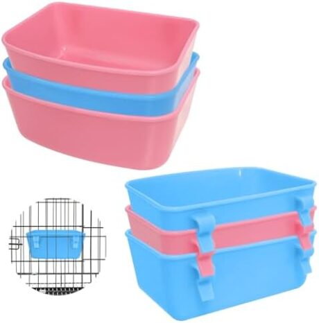 6 Pack Feeder (Blue, Pink), Hanging Feeder,Food and Water Container, Bath Water Bowl Universal for Birds Hamsters Mice Rats Rabbit Guinea Pig Small Pets (S) (S)