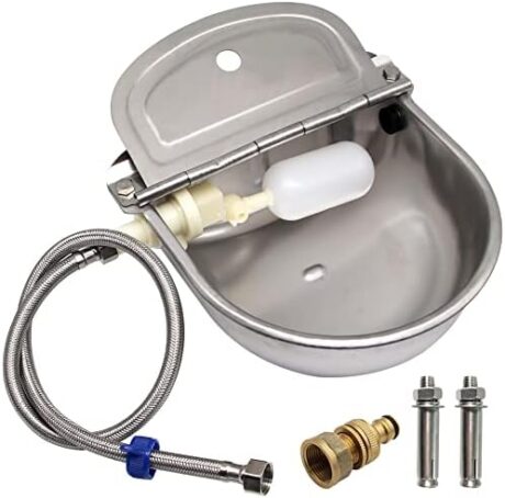 Automatic Cattle Waterer Horse Sheep Goat Pig Dog Water Trough 4 in1 Livestock Watering Equipment (Water Bowl& Pipe &Adaptor &Mounting Screws)