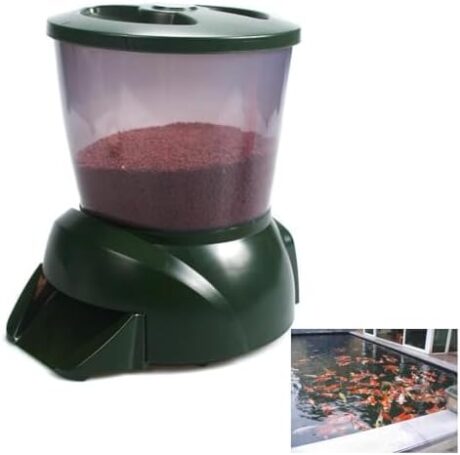 Automatic fish feeder for pond, Pond feeder, Automatic koi fish feeder for pond outdoor, Fish feeder automatic dispenser For a vacation away and prevent sunstroke(4.5L-battery powered)