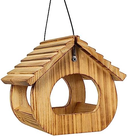 BalterFF Bird Feeders for Outdoors,Wooden Unique Seed Sunflower Food Feeder Blue Cardinal Finch Backyard Platform Balcony Gazebo Tree Fence Wall Mount Effortless Holder Automatic Buddy